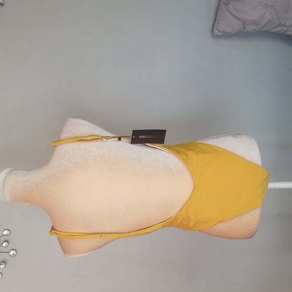 Sherrylo 1pc. Mustard Deep V Swimsuit NWT Sz. XL - Picture 9 of 13